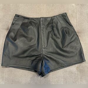 NBD High Waist Black  100%  Leather Shorts Size XS EUC
